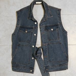 ARK NC. DENIM VEST WITH OPEN BACK AND TIES